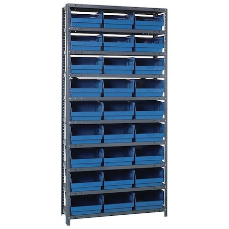 Steel Bin Shelving, 18 in D x 75 in H x 36 in W, 10 Shelves, Blue MPN:1875-210BL