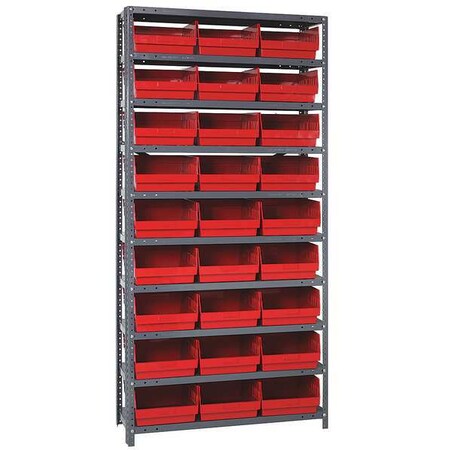 Steel Bin Shelving, 18 in D x 75 in H x 36 in W, 10 Shelves, Red MPN:1875-210RD