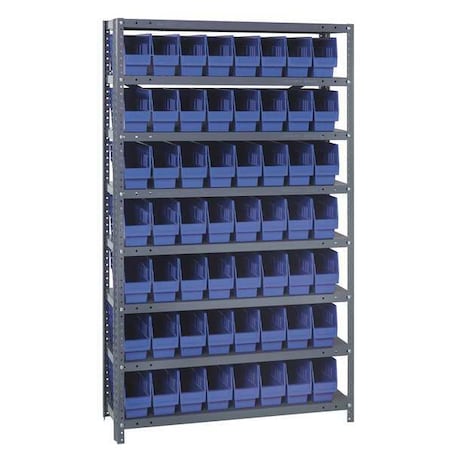 Steel Bin Shelving, 18 in D x 75 in H x 36 in W, 8 Shelves, Blue MPN:1875-SB803BL