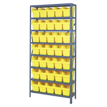 Steel Bin Shelving, 18 in D x 75 in H x 36 in W, 8 Shelves, Yellow MPN:1875-SB804YL