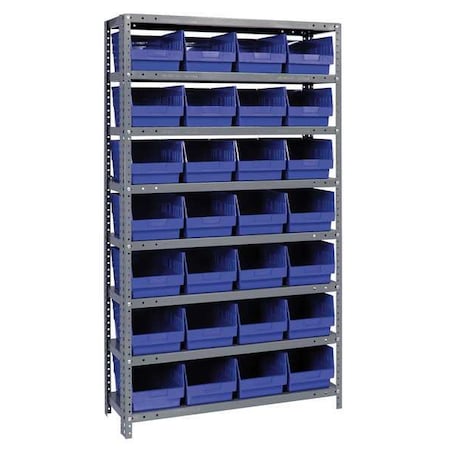 Steel Bin Shelving, 18 in D x 75 in H x 36 in W, 8 Shelves, Blue MPN:1875-SB808BL