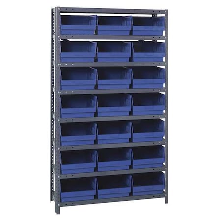 Steel Bin Shelving, 18 in D x 75 in H x 36 in W, 8 Shelves, Blue MPN:1875-SB810BL