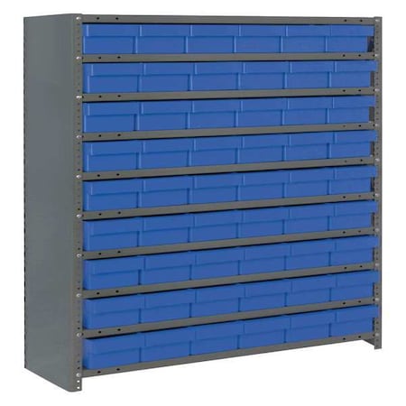 Steel Enclosed Bin Shelving, 12 in D x 39 in H x 36 in W, 10 Shelves, Blue MPN:CL1239-401BL