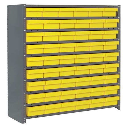 Steel Enclosed Bin Shelving, 12 in D x 39 in H x 36 in W, 10 Shelves, Yellow MPN:CL1239-401YL