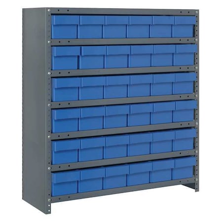 Steel Enclosed Bin Shelving, 12 in D x 39 in H x 36 in W, 7 Shelves, Blue MPN:CL1239-601BL