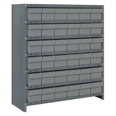 Steel Enclosed Bin Shelving, 12 in D x 39 in H x 36 in W, 7 Shelves, Gray MPN:CL1239-601GY
