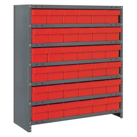 Steel Enclosed Bin Shelving, 12 in D x 39 in H x 36 in W, 7 Shelves, Red MPN:CL1239-601RD