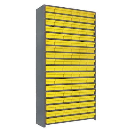 Steel Enclosed Bin Shelving, 12 in D x 75 in H x 36 in W, 19 Shelves, Yellow MPN:CL1275-401YL