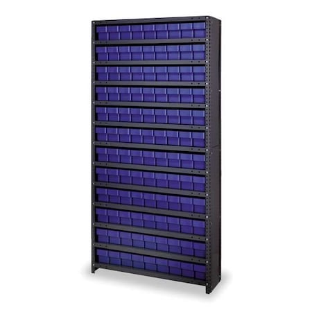 Steel Enclosed Bin Shelving, 12 in D x 75 in H x 36 in W, 13 Shelves, Blue MPN:CL1275-501BL