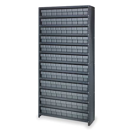 Steel Enclosed Bin Shelving, 12 in D x 75 in H x 36 in W, 13 Shelves, Gray MPN:CL1275-501GY