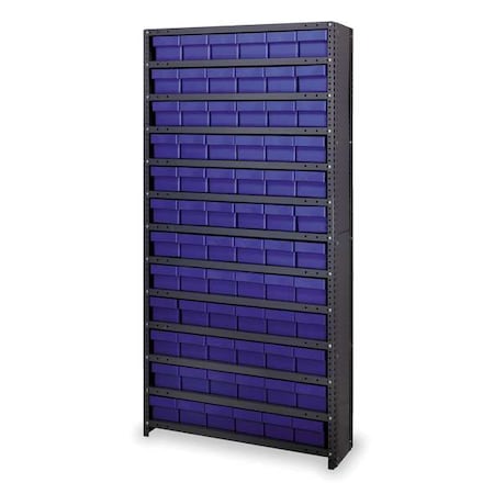 Steel Enclosed Bin Shelving, 12 in D x 75 in H x 36 in W, 13 Shelves, Blue MPN:CL1275-601BL