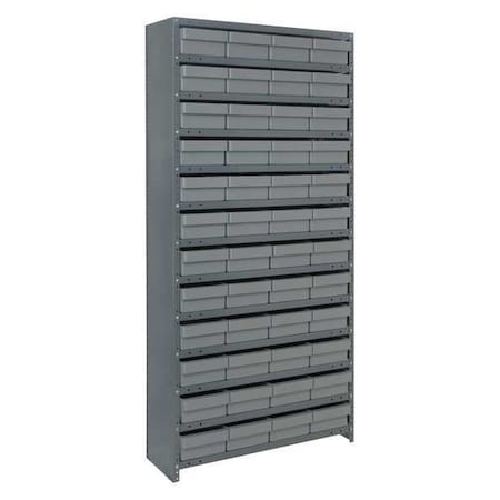 Steel Enclosed Bin Shelving, 36 in W x 75 in H x 12 in D, 13 Shelves, Gray MPN:CL1275-701GY