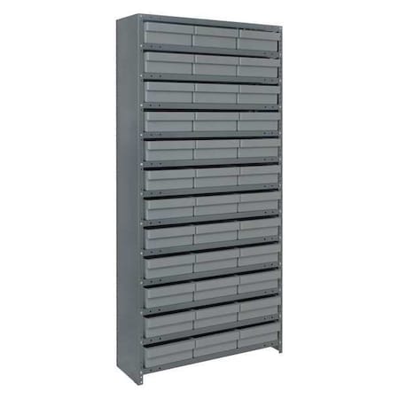 Steel Enclosed Bin Shelving, 12 in D x 75 in H x 36 in W, 13 Shelves, Gray MPN:CL1275-801GY