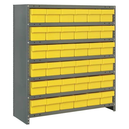 Steel Enclosed Bin Shelving, 18 in D x 39 in H x 36 in W, 7 Shelves, Yellow MPN:CL1839-602YL