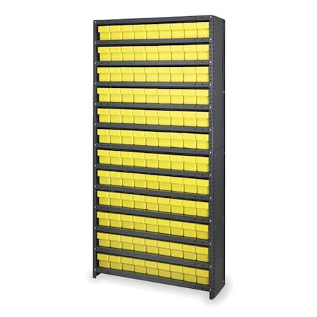 Steel Enclosed Bin Shelving, 18 in D x 75 in H x 36 in W, 13 Shelves, Yellow MPN:CL1875-604YL