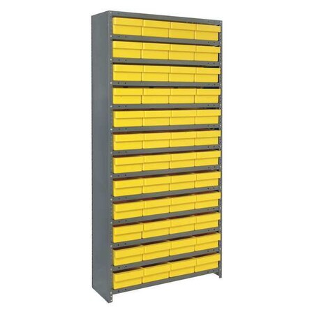 Steel Enclosed Bin Shelving, 36 in W x 75 in H x 18 in D, 13 Shelves, Gray/Yellow MPN:CL1875-606YL