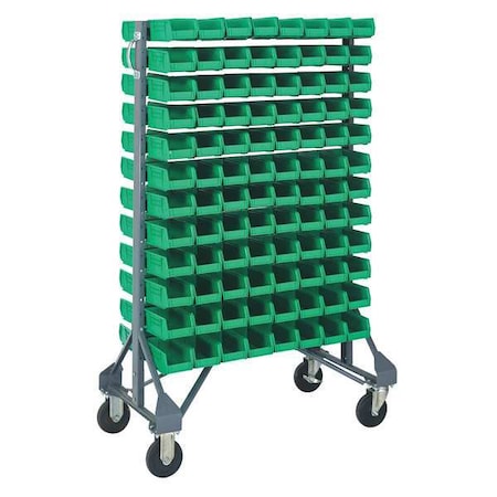 Steel Mobile Bin Rail Floor Rack, 36 in D x 53 in H x 20 in W, Green MPN:MQRU-12D-210-192GN
