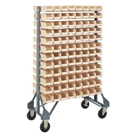 Steel Mobile Bin Rail Floor Rack, 36 in D x 53 in H x 20 in W, Ivory MPN:MQRU-12D-210-192IV