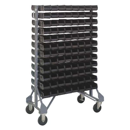 Steel Mobile Bin Rail Floor Rack, 36 in D x 53 in H x 20 in W, Black MPN:MQRU-12D-220-192BK