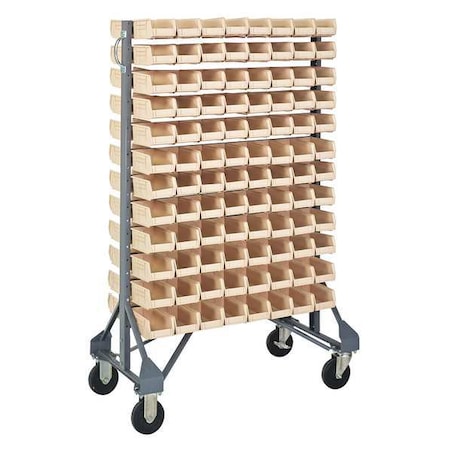 Steel Mobile Bin Rail Floor Rack, 36 in D x 53 in H x 20 in W, Ivory MPN:MQRU-12D-220-192IV