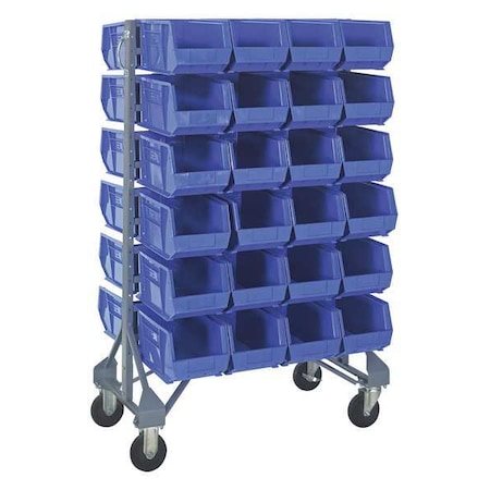 Steel Mobile Bin Rail Floor Rack, 36 in D x 53 in H x 20 in W, Blue MPN:MQRU-12D-239-48BL