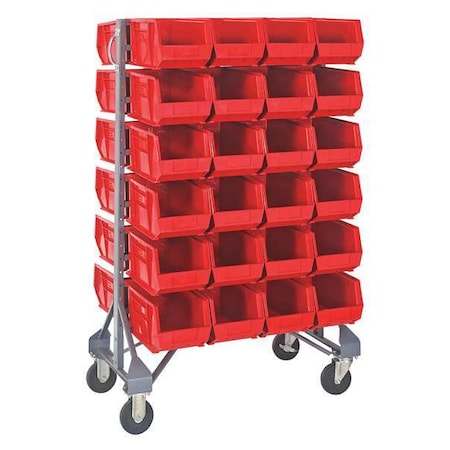 Steel Mobile Bin Rail Floor Rack, 36 in D x 53 in H x 20 in W, Red MPN:MQRU-12D-239-48RD