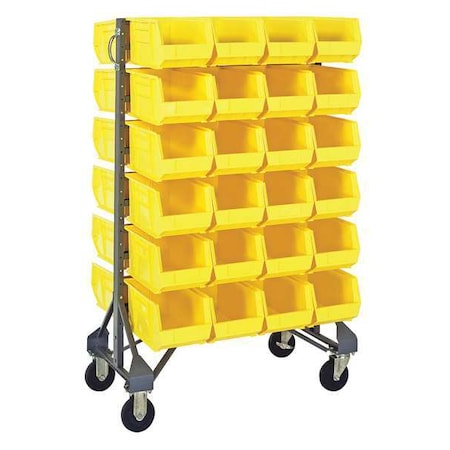 Steel Mobile Bin Rail Floor Rack, 36 in D x 53 in H x 20 in W, Yellow MPN:MQRU-12D-239-48YL