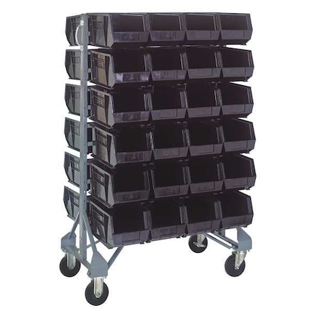 Steel Mobile Bin Rail Floor Rack, 36 in D x 53 in H x 20 in W, Black MPN:MQRU-12D-240-48BK