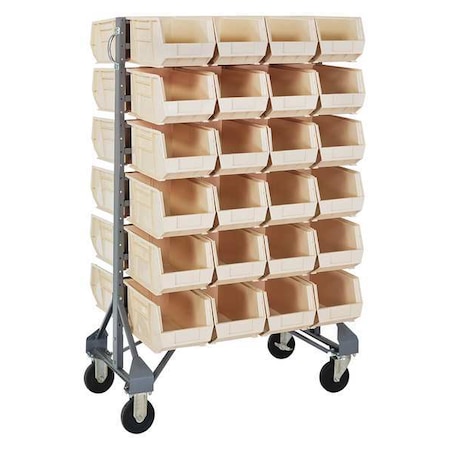 Steel Mobile Bin Rail Floor Rack, 36 in D x 53 in H x 20 in W, Ivory MPN:MQRU-12D-240-48IV