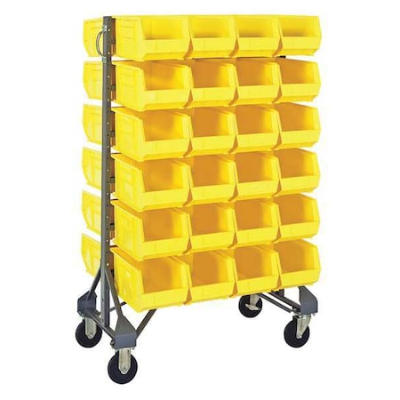 Steel Mobile Bin Rail Floor Rack, 36 in D x 53 in H x 20 in W, Yellow MPN:MQRU-12D-240-48YL