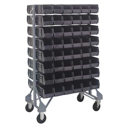 Steel Mobile Bin Rail Floor Rack, 36 in D x 53 in H x 20 in W, Black MPN:MQRU-16D-230-96BK