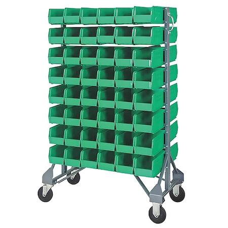 Steel Mobile Bin Rail Floor Rack, 36 in D x 53 in H x 20 in W, Blue MPN:MQRU-16D-230-96BL