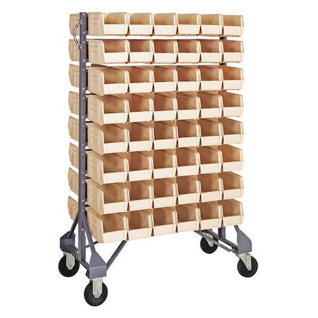 Steel Mobile Bin Rail Floor Rack, 36 in D x 53 in H x 20 in W, Ivory MPN:MQRU-16D-230-96IV