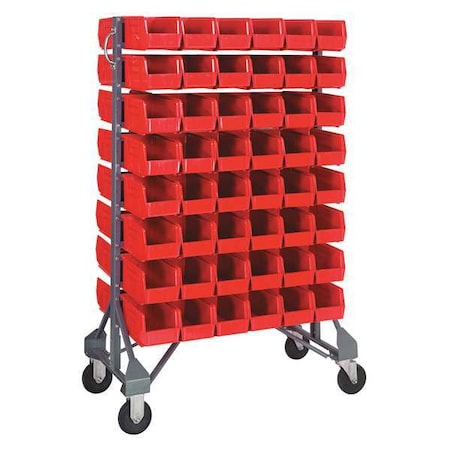 Steel Mobile Bin Rail Floor Rack, 36 in D x 53 in H x 20 in W, Red MPN:MQRU-16D-230-96RD