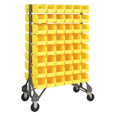 Steel Mobile Bin Rail Floor Rack, 36 in D x 53 in H x 20 in W, Yellow MPN:MQRU-16D-230-96YL