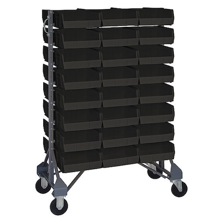 Steel Mobile Bin Rail Floor Rack, 36 in D x 53 in H x 20 in W, Black MPN:MQRU-16D-235-48BK