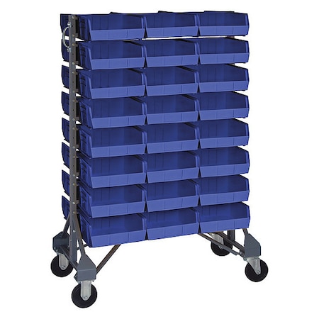 Steel Mobile Bin Rail Floor Rack, 36 in D x 53 in H x 20 in W, Blue MPN:MQRU-16D-235-48BL