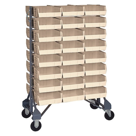 Steel Mobile Bin Rail Floor Rack, 36 in D x 53 in H x 20 in W, Ivory MPN:MQRU-16D-235-48IV