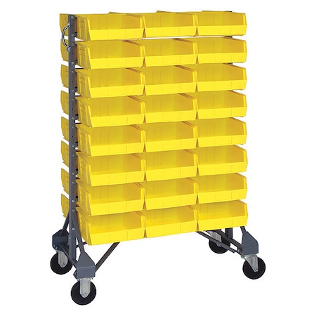 Steel Mobile Bin Rail Floor Rack, 36 in D x 53 in H x 20 in W, Yellow MPN:MQRU-16D-235-48YL