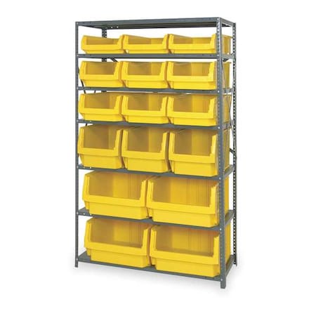 Steel Bin Shelving, 42 in W x 75 in H x 18 in D, 7 Shelves, Gray/Yellow MPN:MSU-16-MIXYL