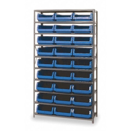 Steel Bin Shelving, 42 in W x 75 in H x 18 in D, 10 Shelves, Gray/Blue MPN:MSU-531BL