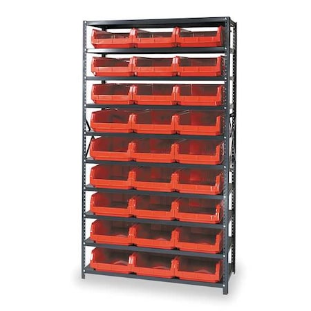 Steel Bin Shelving, 42 in W x 75 in H x 18 in D, 10 Shelves, Gray/Red MPN:MSU-531RD