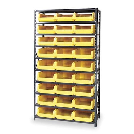 Steel Bin Shelving, 42 in W x 75 in H x 18 in D, 10 Shelves, Gray/Yellow MPN:MSU-531YL