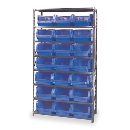 Steel Bin Shelving, 42 in W x 75 in H x 18 in D, 8 Shelves, Gray/Blue MPN:MSU-532BL