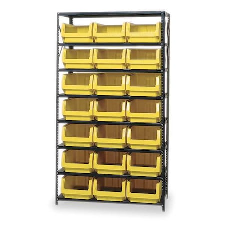 Steel Bin Shelving, 42 in W x 75 in H x 18 in D, 8 Shelves, Gray/Yellow MPN:MSU-532YL