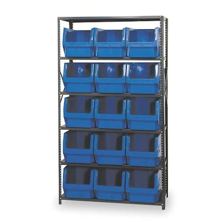 Steel Bin Shelving, 42 in W x 75 in H x 18 in D, 6 Shelves, Gray/Blue MPN:MSU-533BL