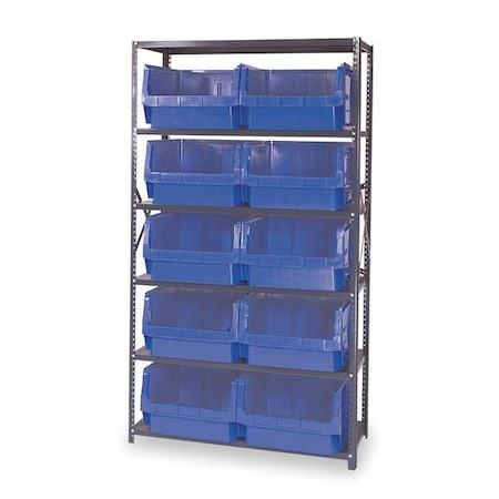 Steel Bin Shelving, 42 in W x 75 in H x 18 in D, 6 Shelves, Gray/Blue MPN:MSU-543BL