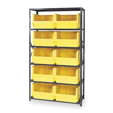 Steel Bin Shelving, 42 in W x 75 in H x 18 in D, 6 Shelves, Gray/Yellow MPN:MSU-543YL