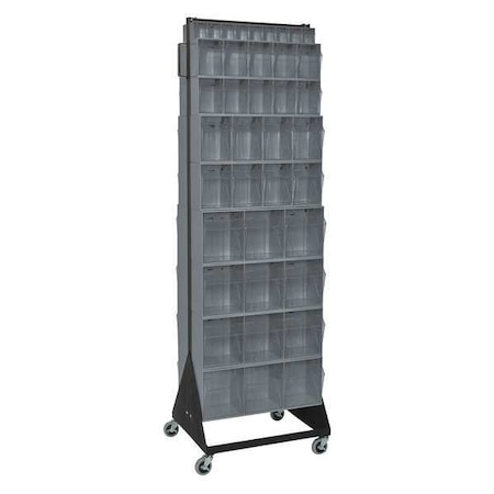 Steel And High Impact Polystyrene Mobile Double Sided Tip Out Bin Rack, 23 5/8 in W x 75 in H x MPN:QFS270-72+QFS400GY