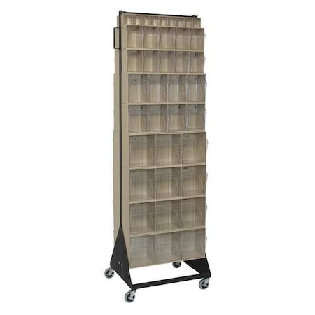 Steel And High Impact Polystyrene Mobile Double Sided Tip Out Bin Rack, 23 5/8 in W x 52 in H x MPN:QFS270-72+QFS400IV